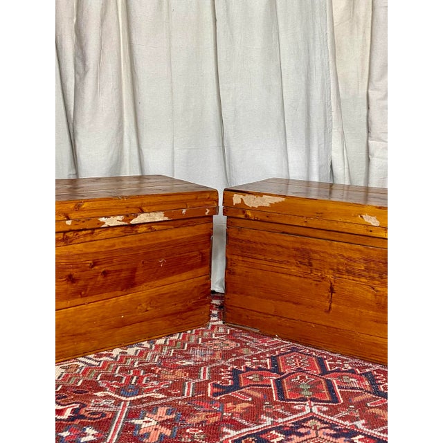 Very cool pair of refinished dovetailed wood crates with tin lining used to ship tea from Japan. The lining was to keep...