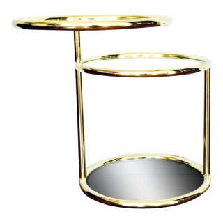Milo Baughman Style Brass and Glass Side Table For Sale
