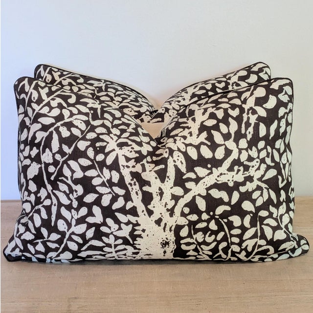 Not Yet Made - Made To Order Quadrille Arbre De Matisse Reverse Tint on Brown Lumbar Pillows For Sale - Image 5 of 8