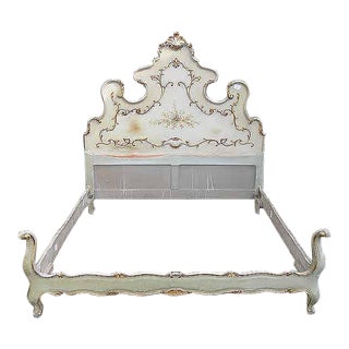 19th Century Italian Painted Queen Bedframe For Sale