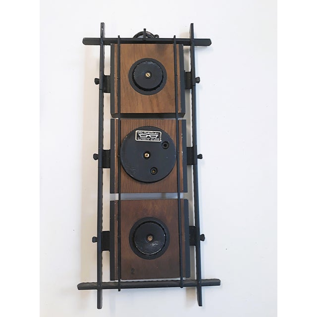 Weather Station Hygrometer Barometer Thermometer in Metal and Wood from Sundo, 1970s For Sale - Image 3 of 11