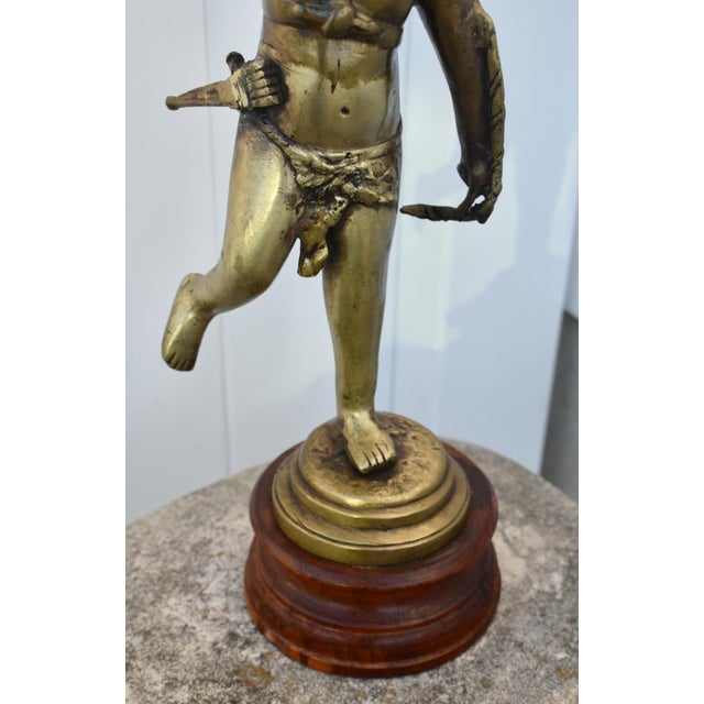 Late 19th Century Antique French Style Bronze Cupid Figure on Wood Base For Sale - Image 5 of 12