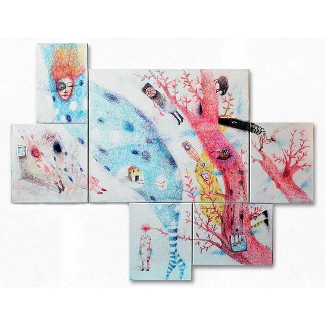 Contemporary Keziat, The Night Is Coming, Original Pen on Canvas, 2018 For Sale - Image 3 of 3