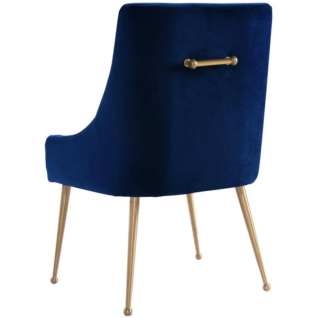 Beatrix Navy Velvet Side Chair with Gold Legs For Sale - Image 4 of 9