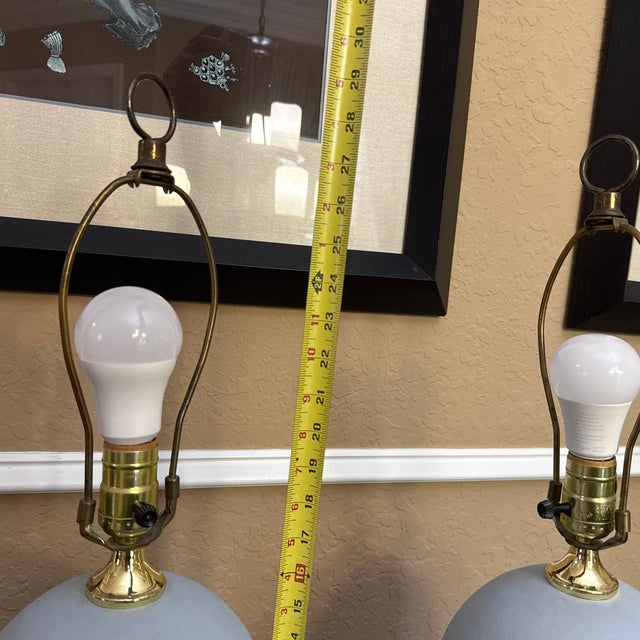 1980s Pacific Coast Lighting Postmodern Ribbed Plaster Table Lamps - Set of 2 For Sale - Image 11 of 11
