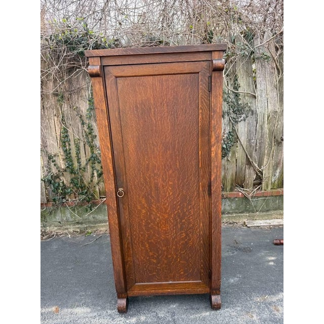 Antique Victorian Oak Wardrobe Cabinet For Sale - Image 14 of 15