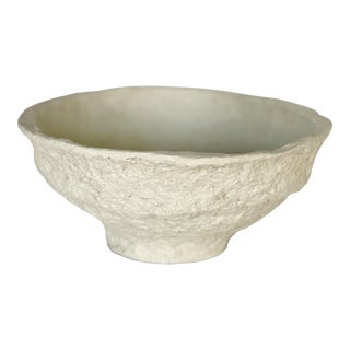 Boho Chic Coastal Small Centerpiece Decorative Bowl in Alabaster White by Archaic For Sale