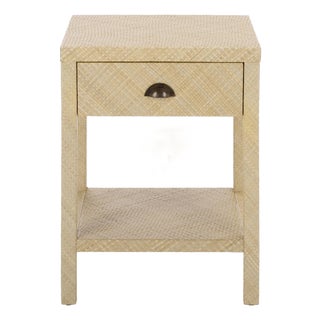 Apis Raffia 1 Drawer 1 Shelf Accent Table in Natural For Sale