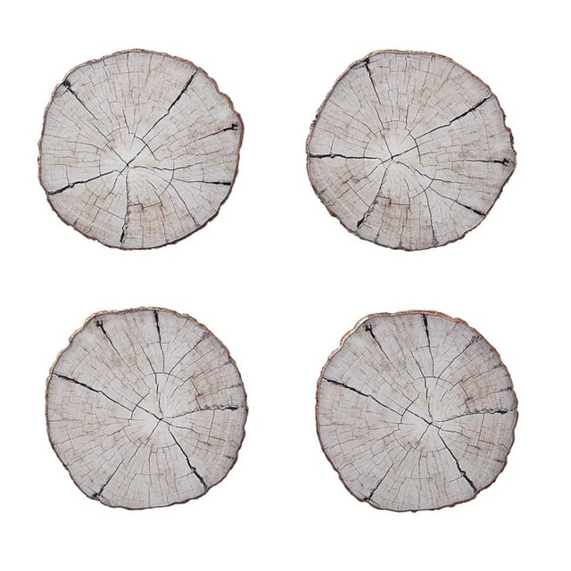 Contemporary Birch Coasters, Set of 4 and 1 Placemat by Kim Seybert For Sale - Image 3 of 8
