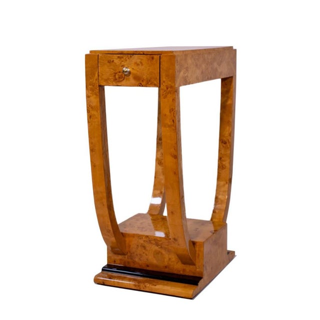 Art Deco Burl Walnut Side Table with Drawer For Sale - Image 3 of 7
