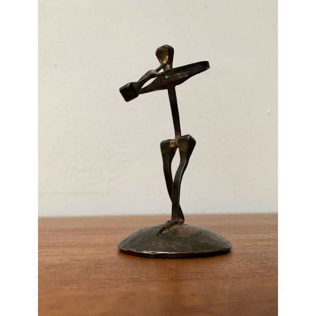 Mid-Century Wrought Iron Horseshoe Nail Art Piper Figurine, 1960s For Sale - Image 13 of 15