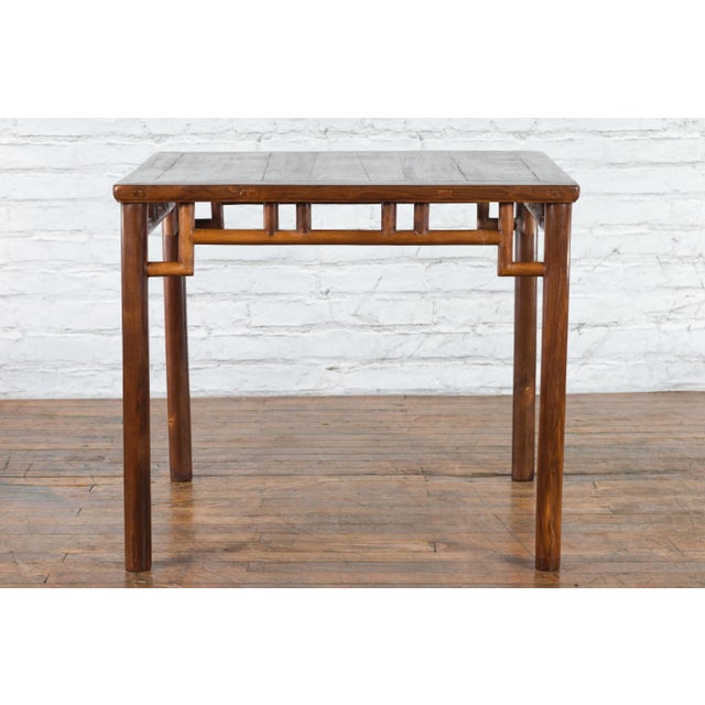 Wood 19th Century Chinese Qing Dynasty Period Game Table with Humpback Stretchers For Sale - Image 7 of 13