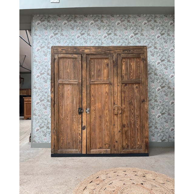 Large Antique Wood Workshop Cabinet, 1950s For Sale - Image 13 of 13