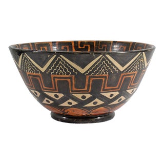 C. Leite Signed Azores Folk Art Pottery Centerpiece Bowl For Sale