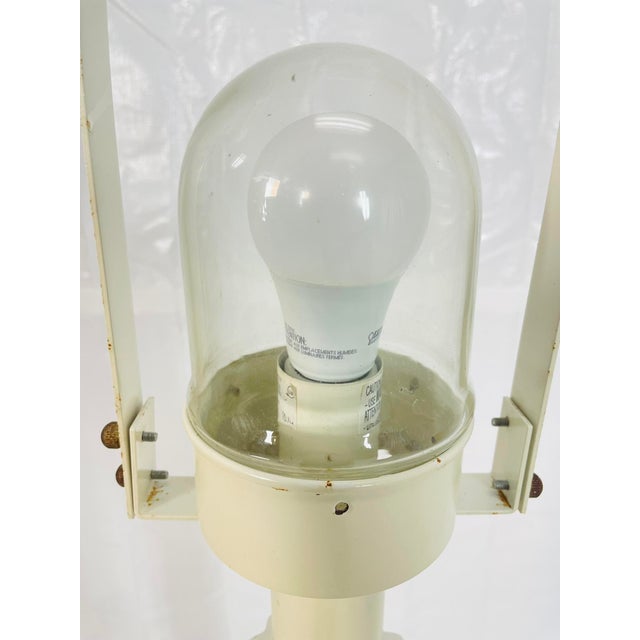 Vintage Sculptural White Floor Lamp With Fluted Column Base For Sale - Image 9 of 16