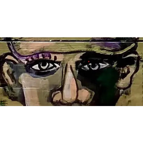 Contemporary Original Abstract Oil Portrait on Crate Signed Roland For Sale - Image 11 of 12