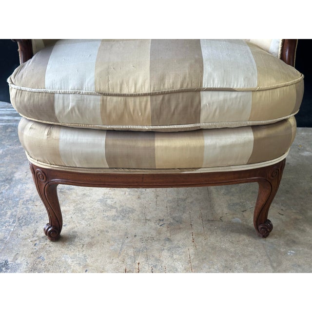 Early 20th Century Antique French Louis XV Style Carved Walnut Bergère Armchair, C. 1900 For Sale - Image 5 of 8