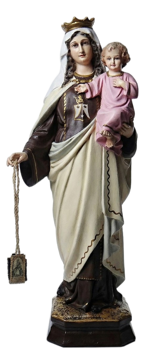 Stucco Statuette of Our Lady of Mount Carmel from Olot, 1920-1930