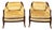 Vintage Hollywood Regency Gold Damask Barrel Lounge Chairs — Pair For Sale