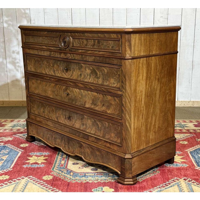 Napoleon III Commode in Mahogany with Oak and White Marble Top, 1800s For Sale - Image 9 of 18