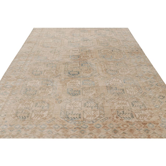 1950s Vintage Ersari Rug With Beige-Brown Geometric Medallions, From Rug & Kilim For Sale - Image 5 of 8