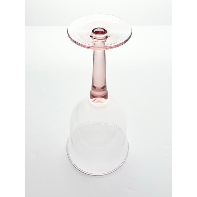 1980s 1980s Vintage Blush Pink Blown Large Wine or Water Glasses - Set of 4 For Sale - Image 5 of 5