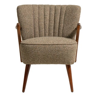 Mid-Century Modern Shellback Upholstered Armchair, Antique, Denmark, Circa 1940 For Sale