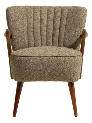 Mid-Century Modern Shellback Upholstered Armchair, Antique, Denmark, Circa 1940