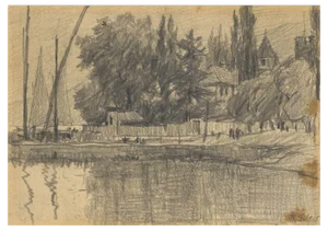 Robert Charles Goff, La Tour-de-Peilz, Vevey, Switzerland, 1917, Graphite Drawing