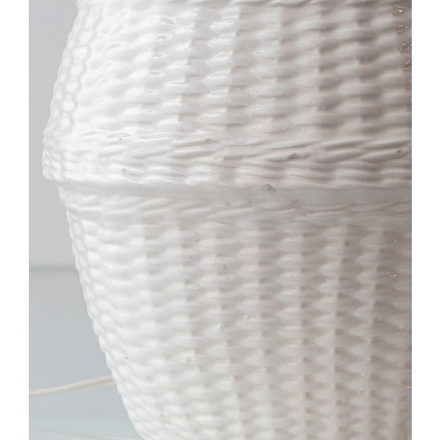 Ceramic Vintage Wicker Ceramic Table Lamps, 1970s, Set of 2 For Sale - Image 7 of 11