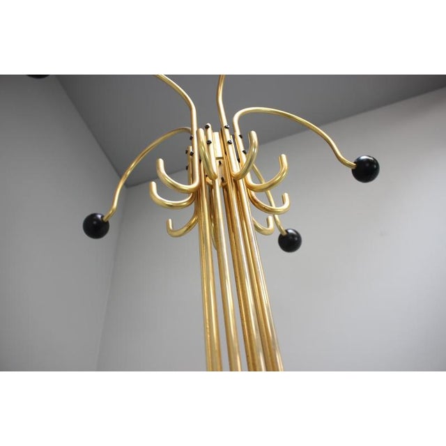 Italian Brass Coat Rack with Black Wooden Finials, 1980 For Sale - Image 9 of 12