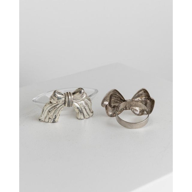Vintage Bottle Accessories Silver-Plated Bows, Set of 2 For Sale - Image 9 of 11