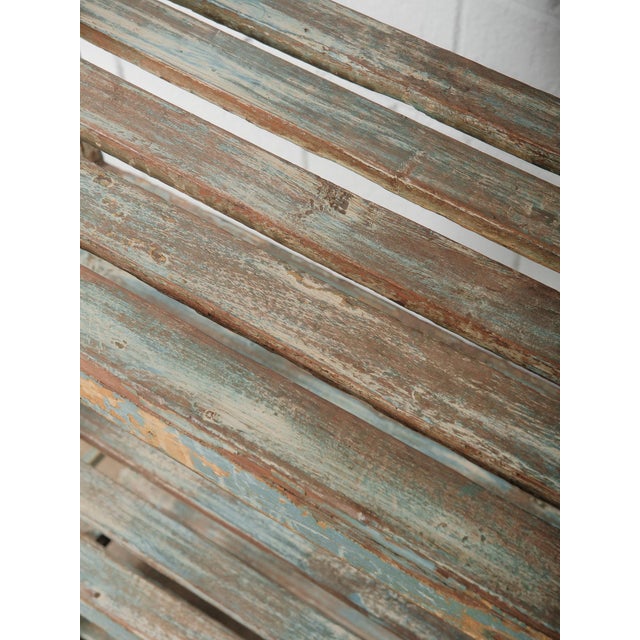 Late 20th Century Rustic Open-Frame Distressed Blue Wooden Storage Shelf For Sale - Image 4 of 4