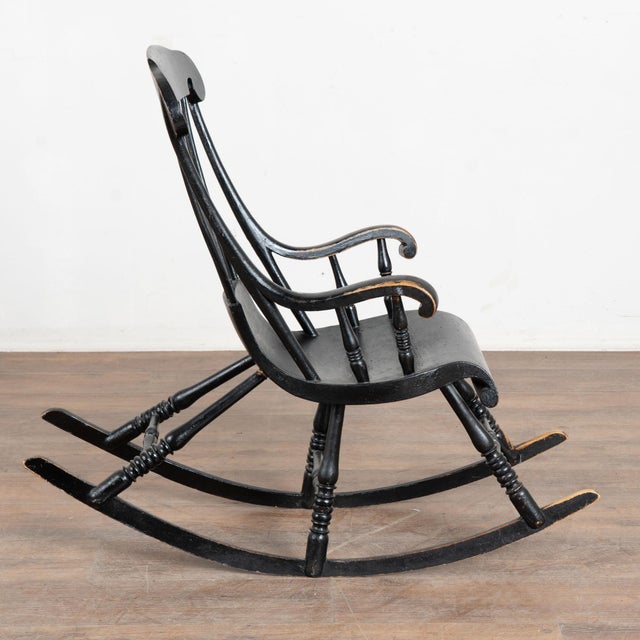 Farmhouse 19th Century Swedish Child’s Black Rocking Chair For Sale - Image 3 of 13