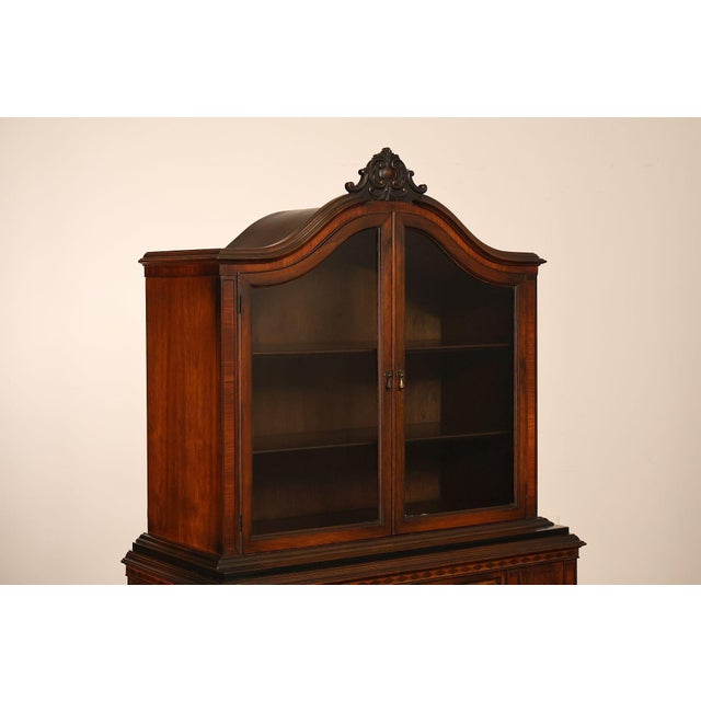 Brown Rockford Republic Furniture Company 1920's Walnut China Display Cabinet For Sale - Image 8 of 18