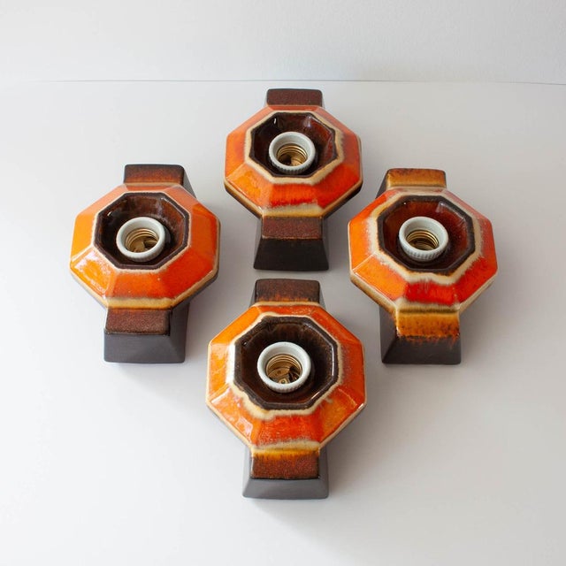 Ceramic Vintage Ceramic Sconces attributed to Pan Hustadt Leuchten, 1970s, Set of 4 For Sale - Image 7 of 16