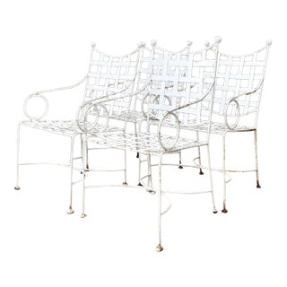 Vintage Wrought Iron Dining Chairs After Papperzini For Sale