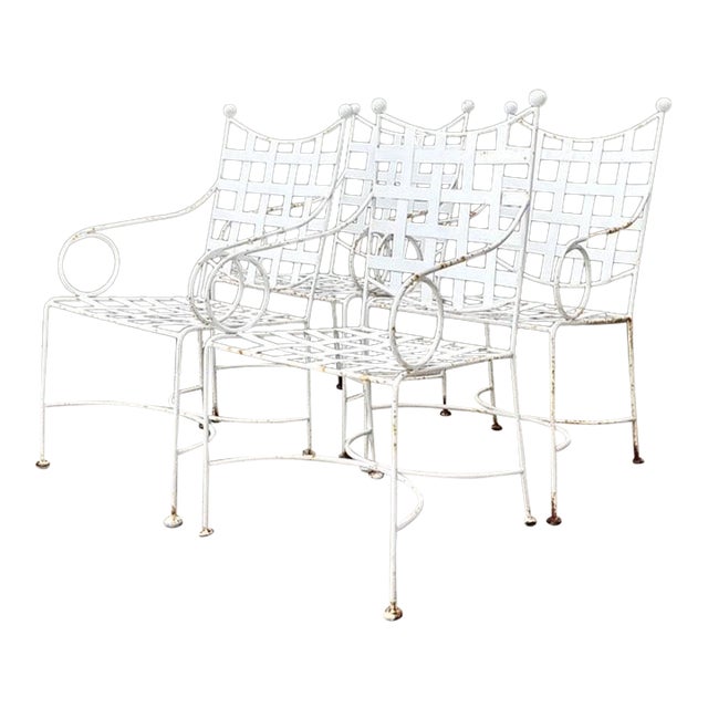 Vintage Wrought Iron Dining Chairs After Papperzini For Sale