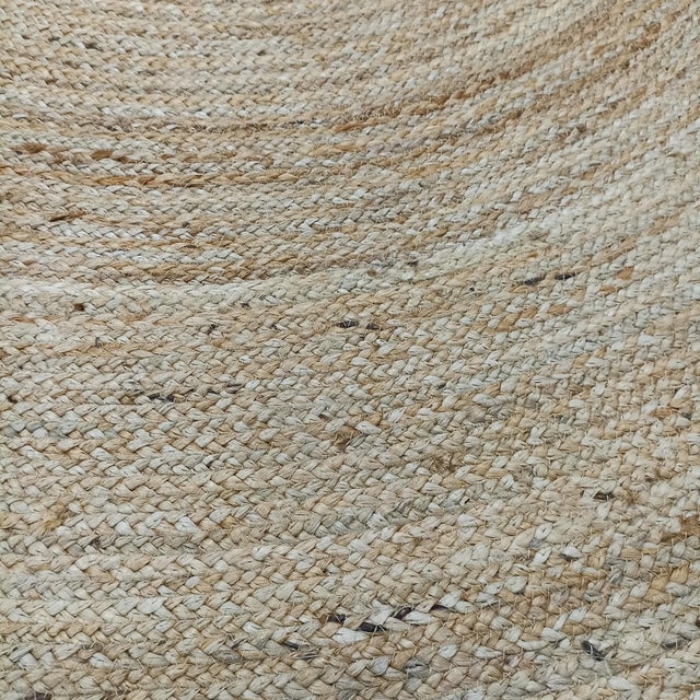 Organic Handwoven Jute Round Doormat With Scalloped Detailing For Sale - Image 9 of 13