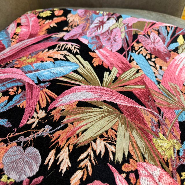Textile Botanical Jacquard Cushion Cover With Pink Piping For Sale - Image 7 of 16