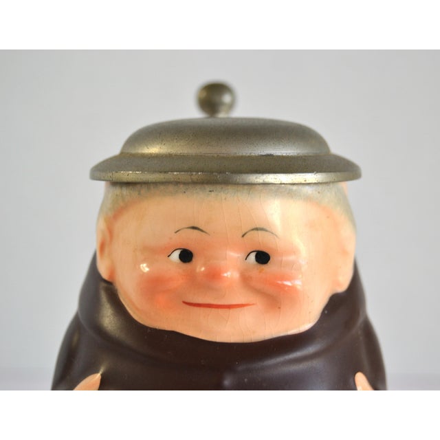 1950s Vintage Goebel Friar Tuck Beer Stein Porcelain Face Pewter Lid Western Germany For Sale In Miami - Image 6 of 12
