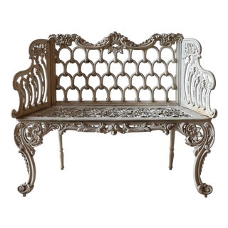 English Love Seat Garden Bench in Cast Iron For Sale