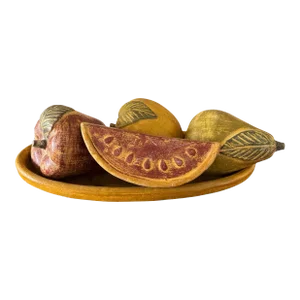 Huge Mexican Fruit Bowl 5 Piece Terra Cotta Vintage Circa 1970