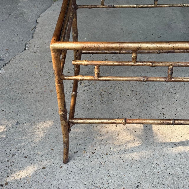 Gold Late 20th Century Regency Italian Style Hand Gilt Faux Bamboo Coffee Table - Newly Painted For Sale - Image 8 of 11
