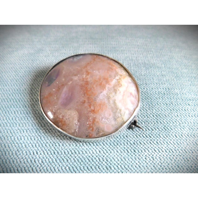 Antique Rose Quartz and Sterling Silver 19th C. English Brooch Pin For Sale In New York - Image 6 of 8