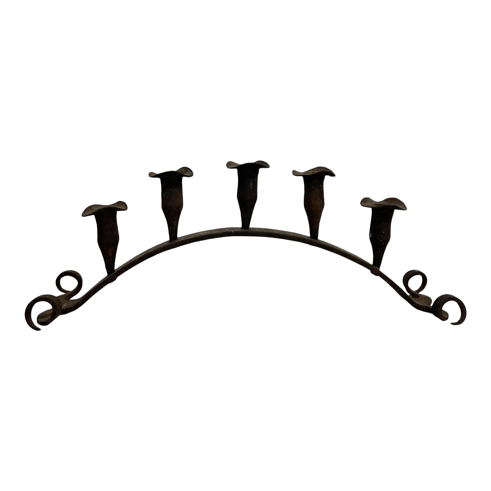 1940s Spanish Colonial Rustic Iron Scroll Five Arm Candle Holder Chairish