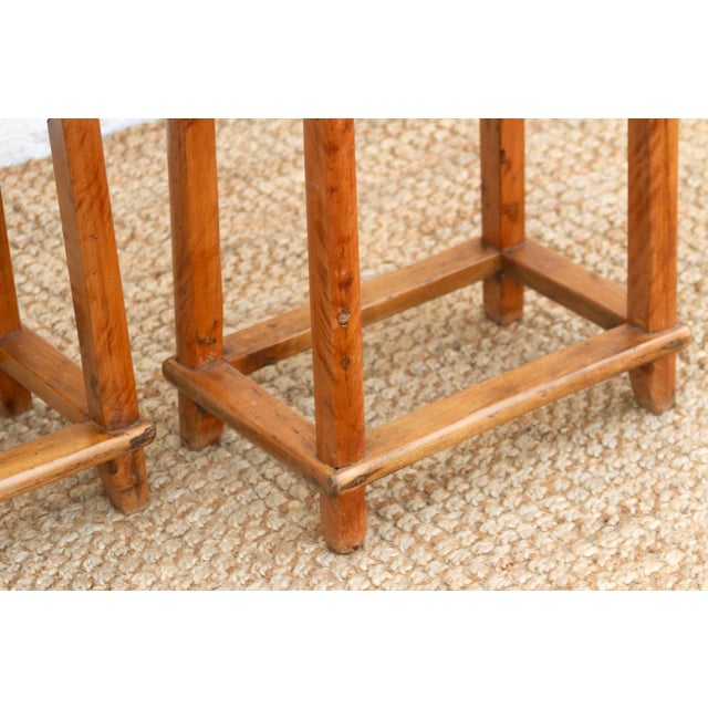 Wood Pair of Antique Chinese Rectangular Stools For Sale - Image 7 of 11