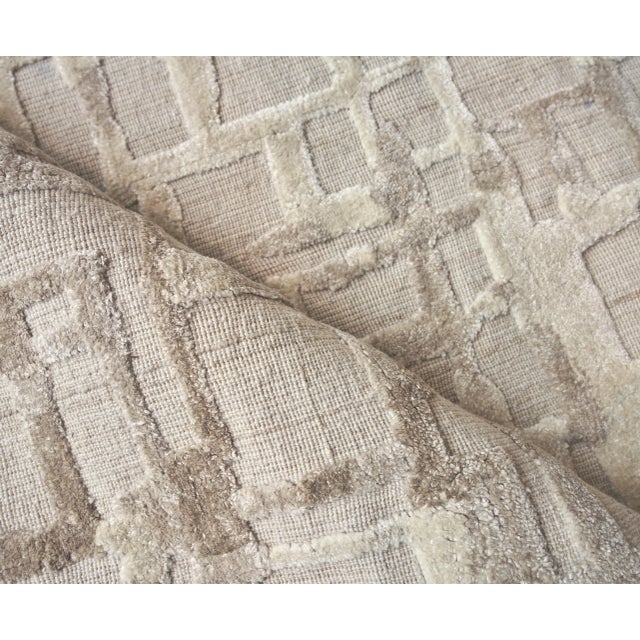 Exquisite Rugs Exquisite Rugs Vista Handmade New Zealand Wool & Bamboo Silk Beige Rug-10'X14' For Sale - Image 4 of 7