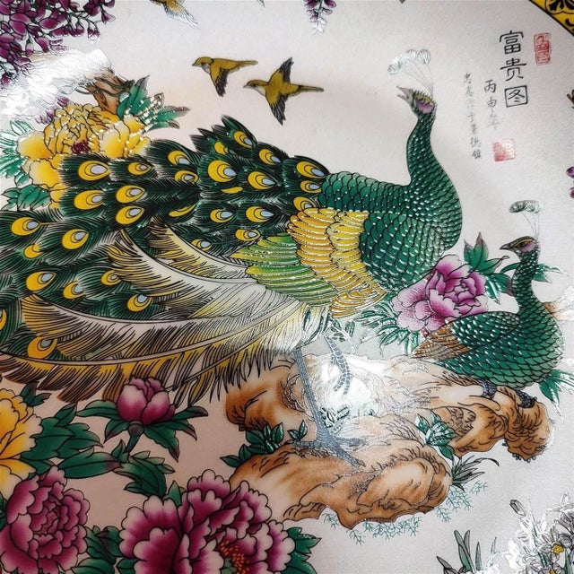 Ceramic Early 20th Century Chinese Ceramic Plate,Guangxu Marked Famille Rose Porcelain Plate Hand Painted Flowers and Birds Pattern For Sale - Image 7 of 11