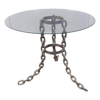 Brutalist Chain Link Coffee Table with Glass, 1970s For Sale